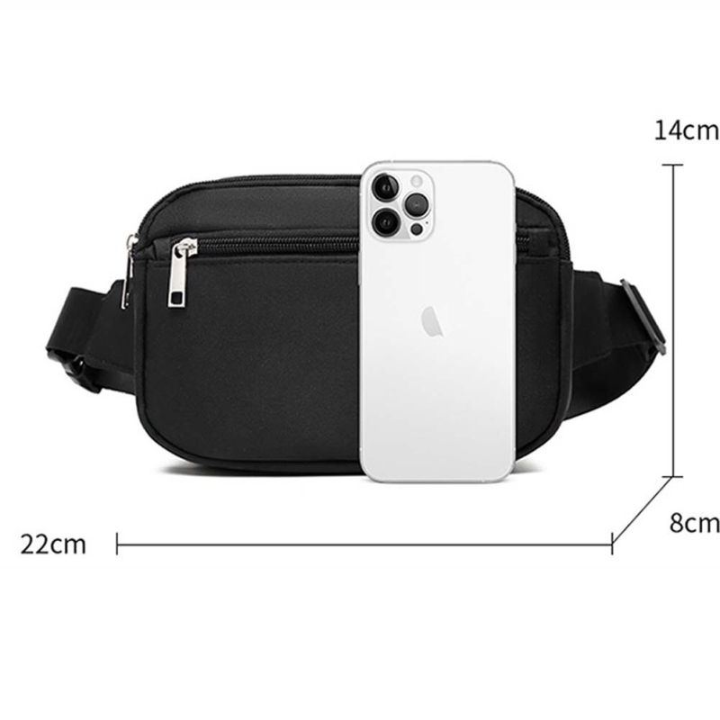 Ženska dvostruko slojevita crossbody torbica za struk, mala za trčanje i planinarenje, najlon, otisak logotipa