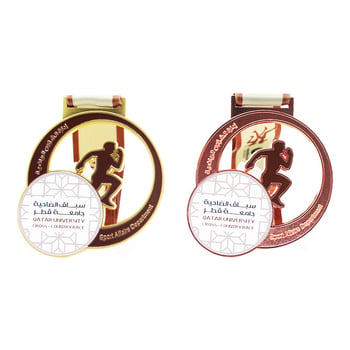 Medalja za atletska natjecanja od cinkovog legura, prilagodljiv logotip, litje pod tlakom, geometrijski oblik, drvena kutija
