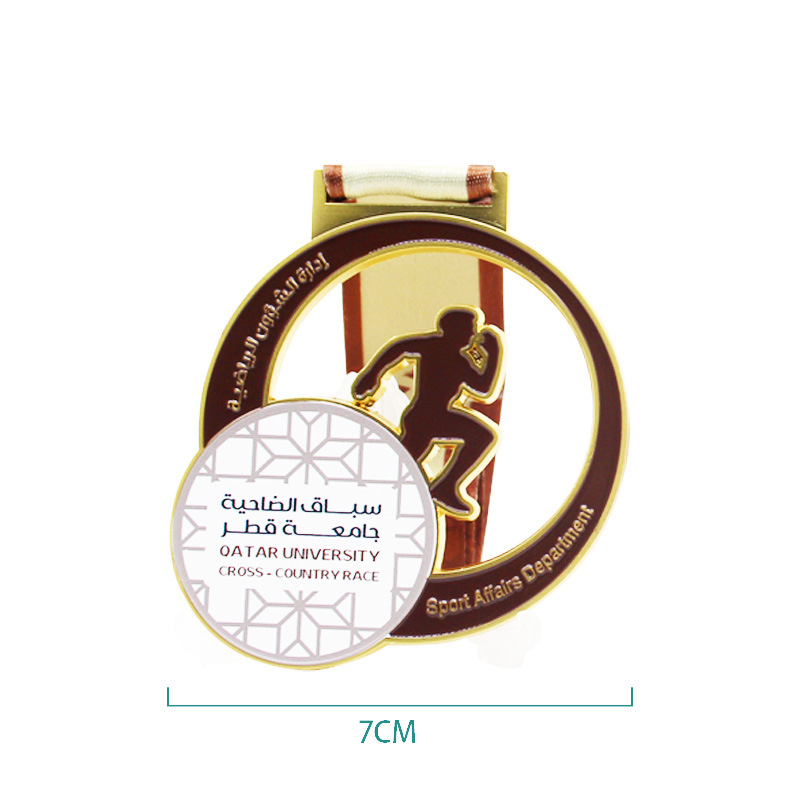 Medalja za atletska natjecanja od cinkovog legura, prilagodljiv logotip, litje pod tlakom, geometrijski oblik, drvena kutija