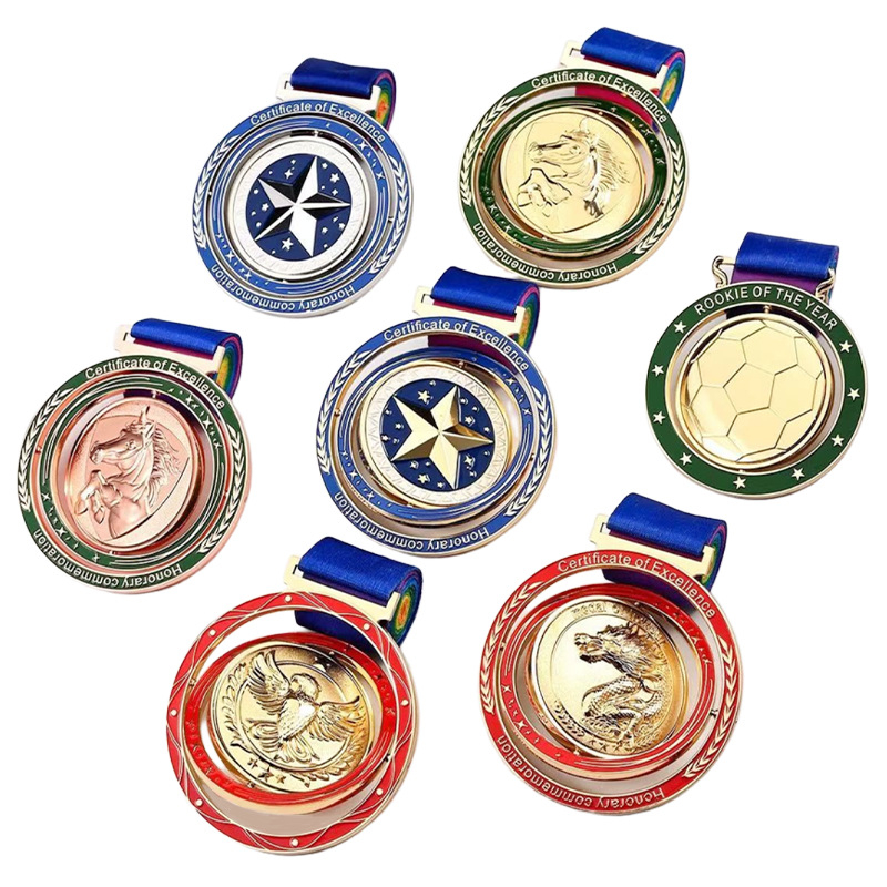 Prilagođena metalna medalja za maraton i školske košarkaške igre – zlatna, srebrna i brončana, okretna, pečena emajl dekoracija