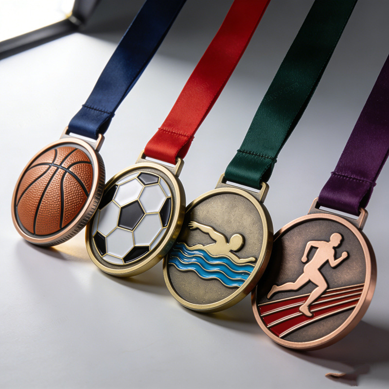 Set metalnih medalja za više sportova: košarka, nogomet, plivanje i atletika — prilagođeno korporativnim događajima