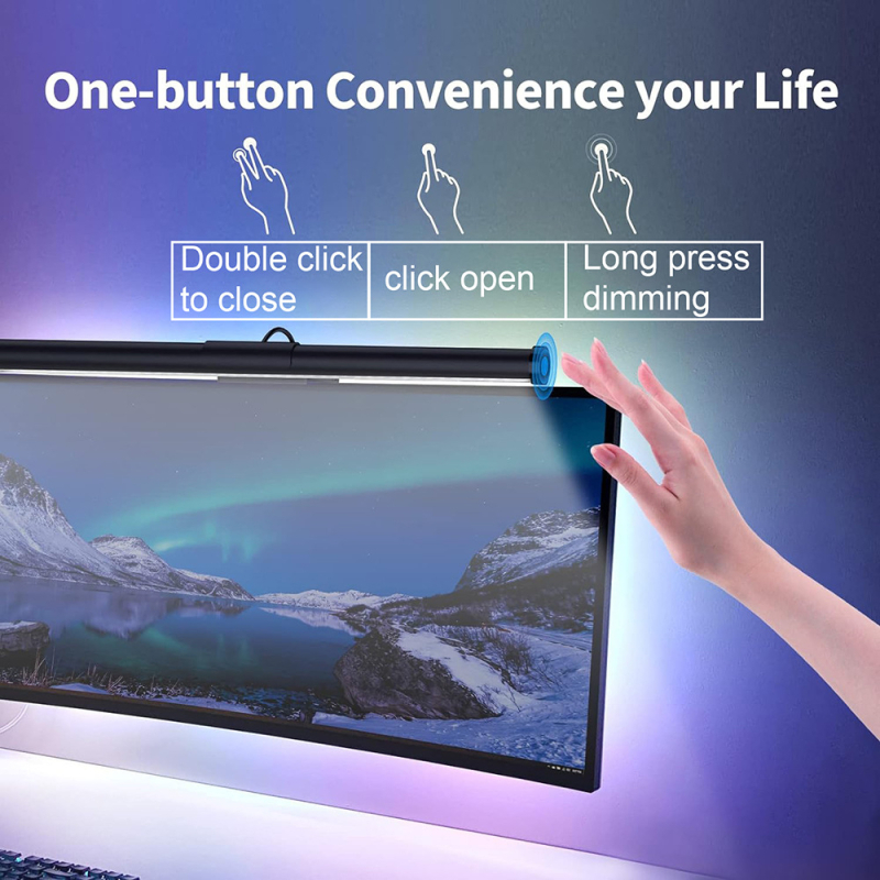 LED лампа за закачване към монитор и лаптоп със дистанционно управление, USB захранване, допълнително осветление, защита на очите от синя светлина, без трептене, регулируема яркост, метален корпус, модерен стил