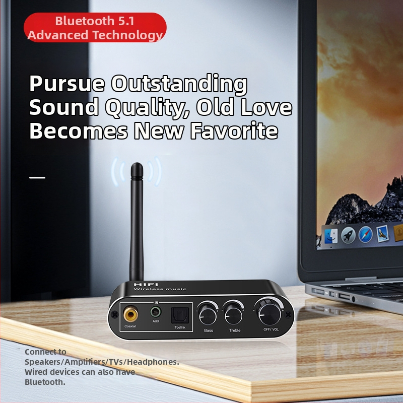 Bluetooth 5.1 RCA prijímač, digitálny na analógový audio konvertor s optickým a koaxiálnym výstupom, podpora USB flash disku, diaľkové ovládanie - T01