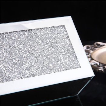 Органайзер за дистанционни, четки за грим и моливи за вежди с огледална повърхност и кристални камъни, с множество отделения за съхранение