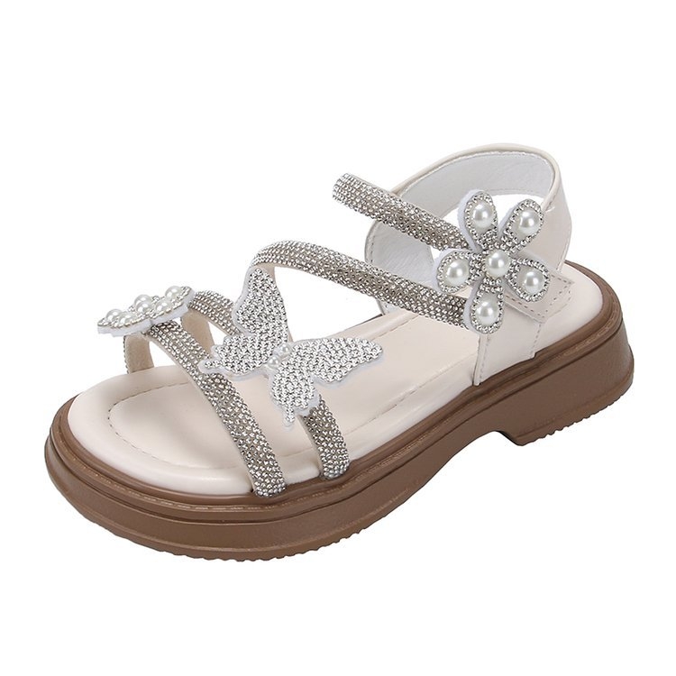 Dječje sandale za djevojčice sa kristalima, meka potplata, Velcro traka, princes stil