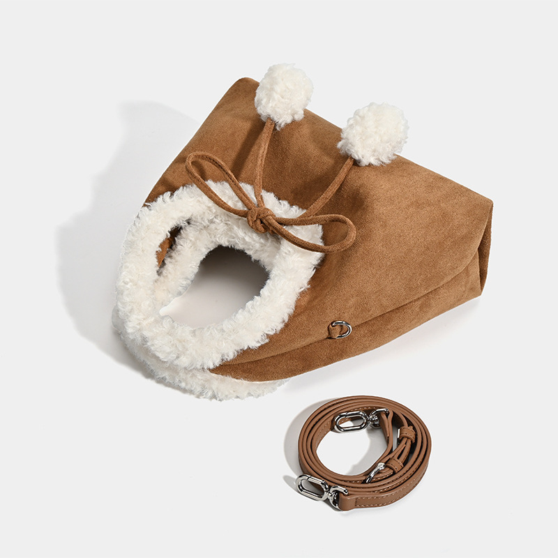 Ženska torbica za proljeće-ljeto 2026, vintage stil, pliš torba od ovčje vune, crossbody