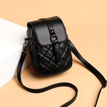 Ženska mini crossbody torbica za telefon sa dijamantnim šivanjem quilt uzorka, PU koža, zimska moda 2025