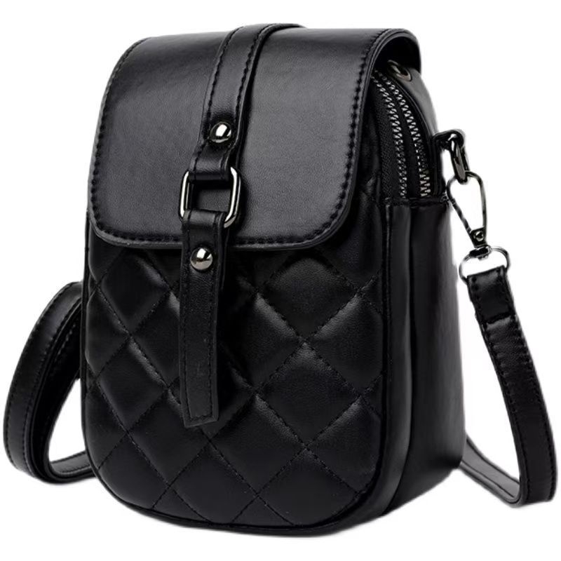 Ženska mini crossbody torbica za telefon sa dijamantnim šivanjem quilt uzorka, PU koža, zimska moda 2025