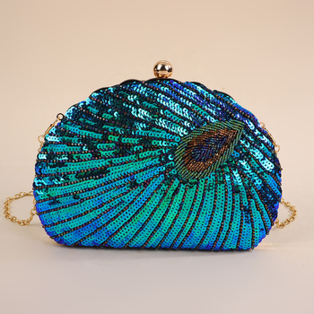 Retro večernja clutch torbica s perlicama u obliku pauna — ručno šivana, vrhunska izrada