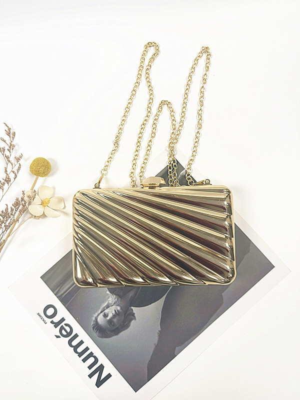 Akril večernja torba s dijagonalnim uzorkom, metalna kvadratna kutija, personalizirani clutch i crossbody torba za mobitel.