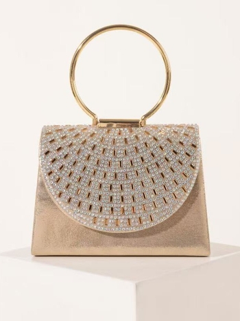 Ženska večernja clutch torbica s poklopcem, četvrtastog oblika, za zabave