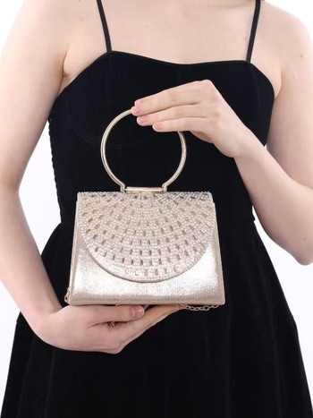 Ženska večernja clutch torbica s poklopcem, četvrtastog oblika, za zabave