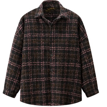 Muška košulja-jaknica od vunene smese, vintage karirani uzorak, rever lapel, flanel košulja jakna