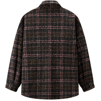 Muška košulja-jaknica od vunene smese, vintage karirani uzorak, rever lapel, flanel košulja jakna
