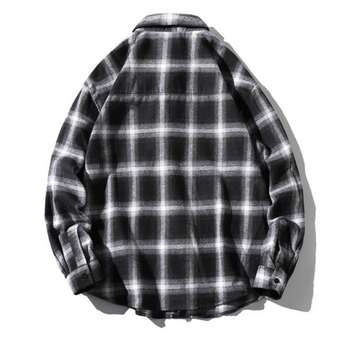 Muška košulja-jaknica od vunene smese, vintage karirani uzorak, rever lapel, flanel košulja jakna