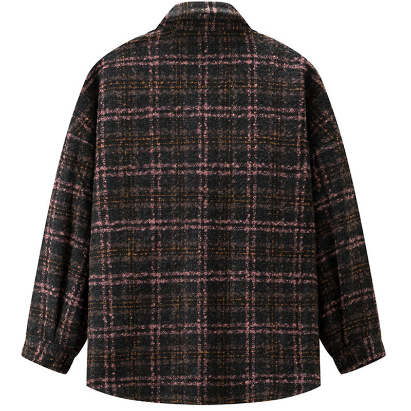 Muška košulja-jaknica od vunene smese, vintage karirani uzorak, rever lapel, flanel košulja jakna