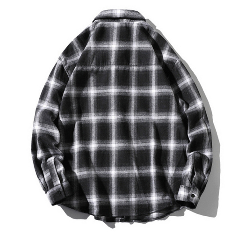 Muška košulja-jaknica od vunene smese, vintage karirani uzorak, rever lapel, flanel košulja jakna