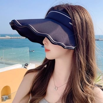 Pălărie de soare nouă pentru femei, de vară, cu bor extra mare, vizieră cu protecție UV, pălărie de soare pentru plajă