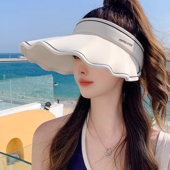 Pălărie de soare nouă pentru femei, de vară, cu bor extra mare, vizieră cu protecție UV, pălărie de soare pentru plajă