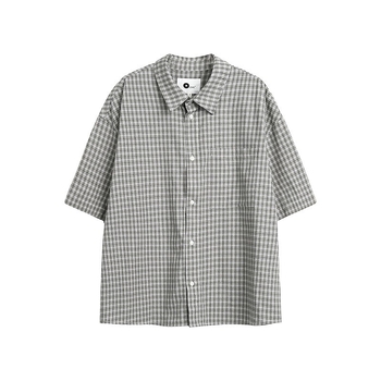 Muška kratka košulja s kariranim uzorkom, retro američki stil, čista kroj, opuštena i svestrana