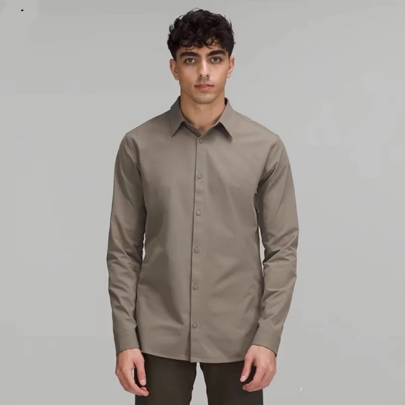 Muška košulja s dugim rukavima, bez glačanja, inspirirana Lulu, korejski stil, casual, jednobojna, vrhunski poslovni izgled