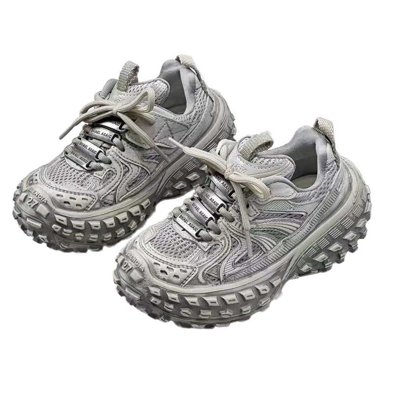 Dječje tenisice s gumom na potplatu, distressed dizajn, mrežasti gornji dio, mekana potplata, model 2025 proljeće–jesen, unisex, Velcro zatvarač