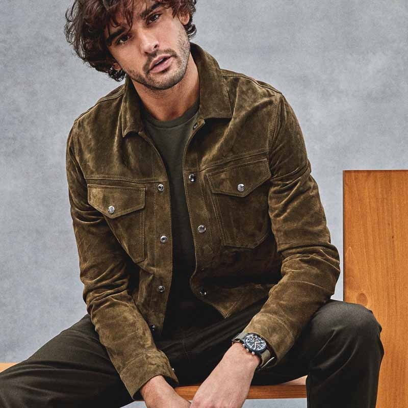 Corduroy мъжка риза в американски винтидж стил, дълги ръкави, lapel collar, джобове