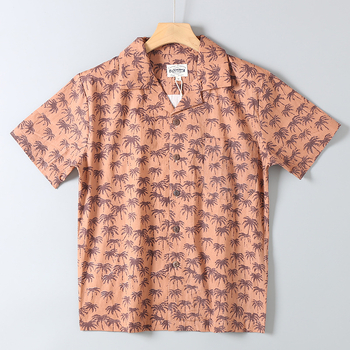 Prilagođena košulja u hongkonškom stilu, retro havajska, 100% pamuk, udoban kroj, kubanski ovratnik, kratki rukavi, plažna košulja, unisex