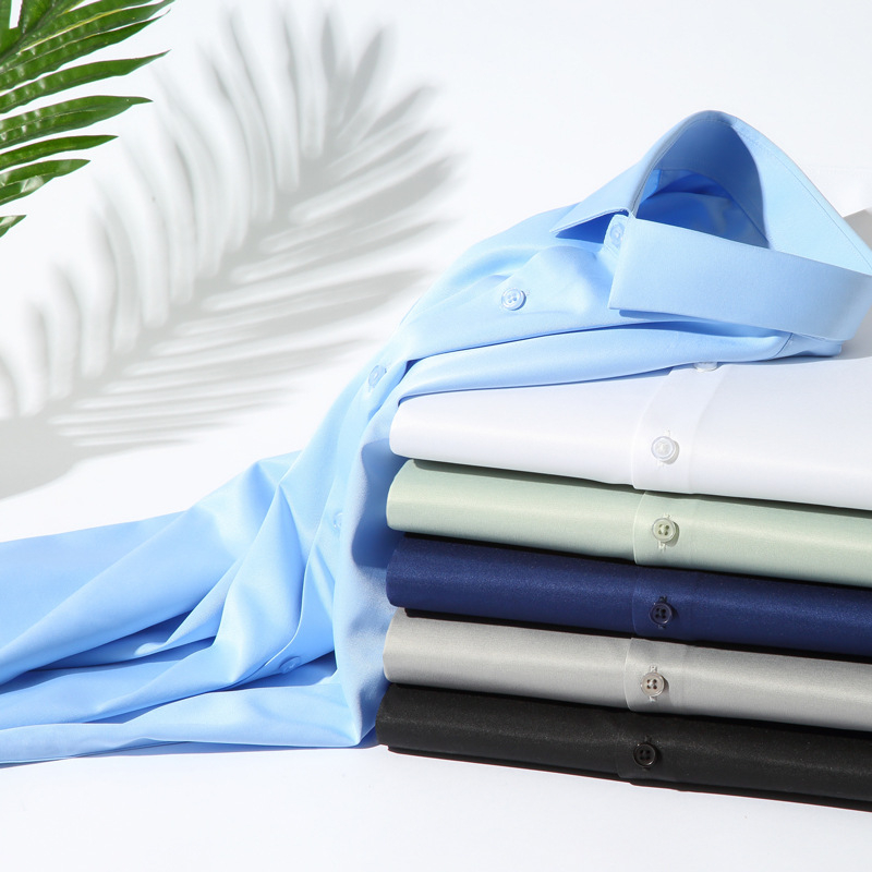 Muška bijela košulja s dugim rukavima, rastezljiva tkanina, bez glađenja, prozračna, svakodnevna poslovna slim fit