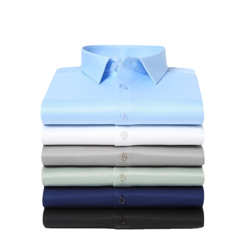 Muška bijela košulja s dugim rukavima, rastezljiva tkanina, bez glađenja, prozračna, svakodnevna poslovna slim fit