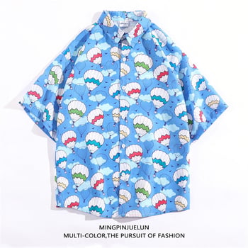 Košulja s prilagođenom bojom, cvjetni uzorak, hongkonški stil retro vintage, unisex kratki rukavi