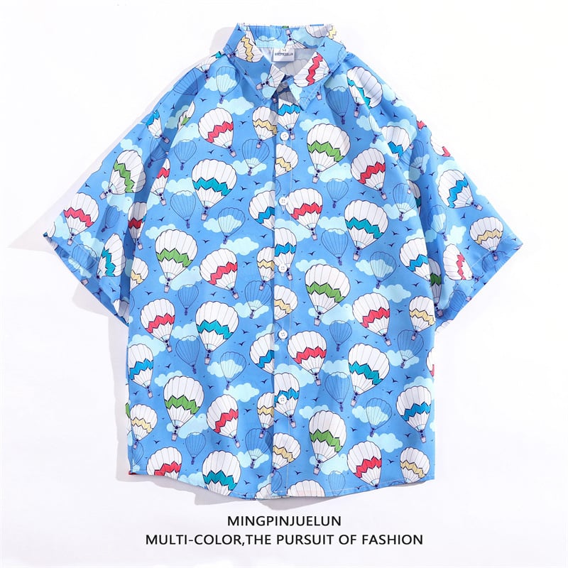 Košulja s prilagođenom bojom, cvjetni uzorak, hongkonški stil retro vintage, unisex kratki rukavi