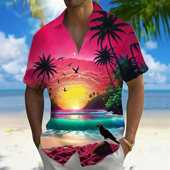 Muška Hawaii košulja s kratkim rukavima, tropški cvjetni uzorak