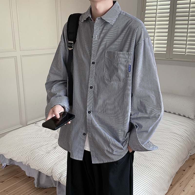 Jesenska japanska retro košulja s prugama, slobodan kroj, muška, model Q2476-TP25