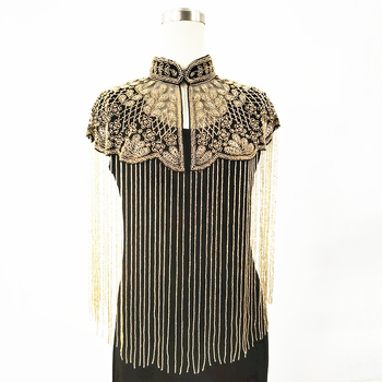 Šal s resicama, ručno rađena vintage saree s perlicama i vezom, nastup, banket, zabava, svekrva, mladenka
