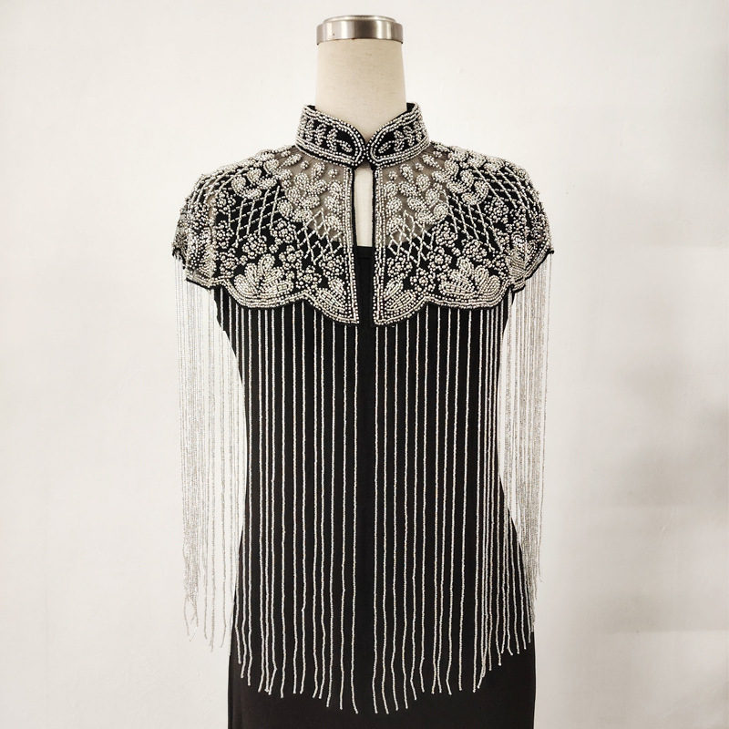 Šal s resicama, ručno rađena vintage saree s perlicama i vezom, nastup, banket, zabava, svekrva, mladenka