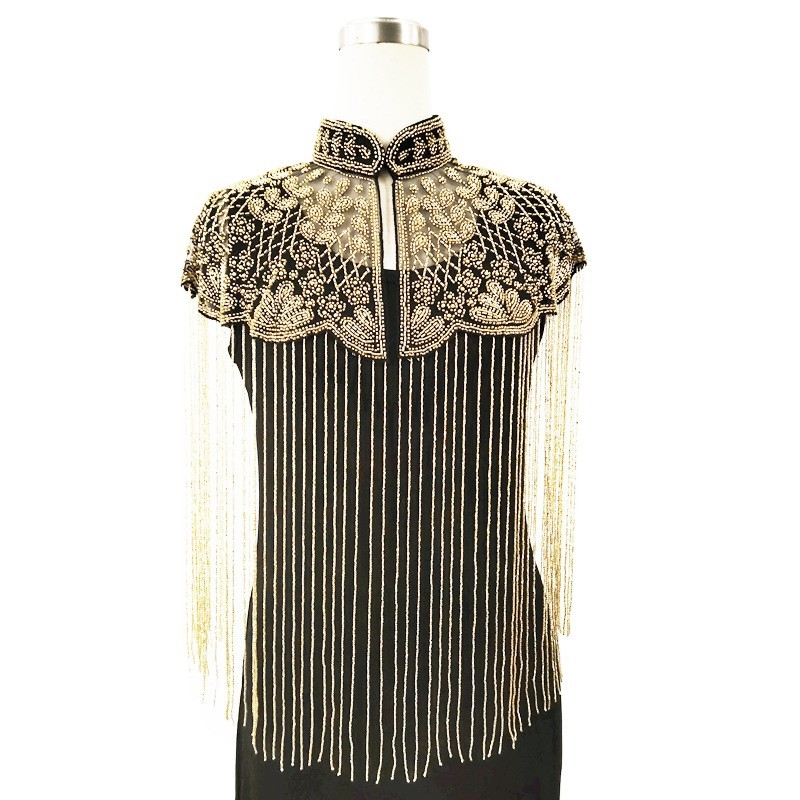 Šal s resicama, ručno rađena vintage saree s perlicama i vezom, nastup, banket, zabava, svekrva, mladenka