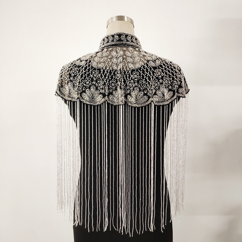 Šal s resicama, ručno rađena vintage saree s perlicama i vezom, nastup, banket, zabava, svekrva, mladenka