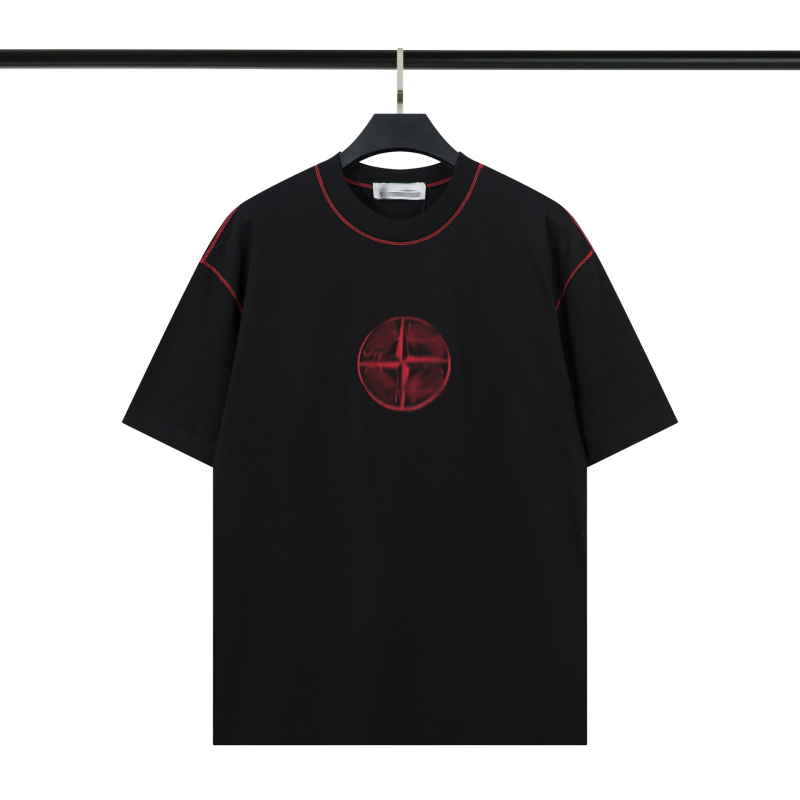Stone majica s vezenim slovima, kratkim rukavima, okruglim izrezom, labav kroj, unisex, casual