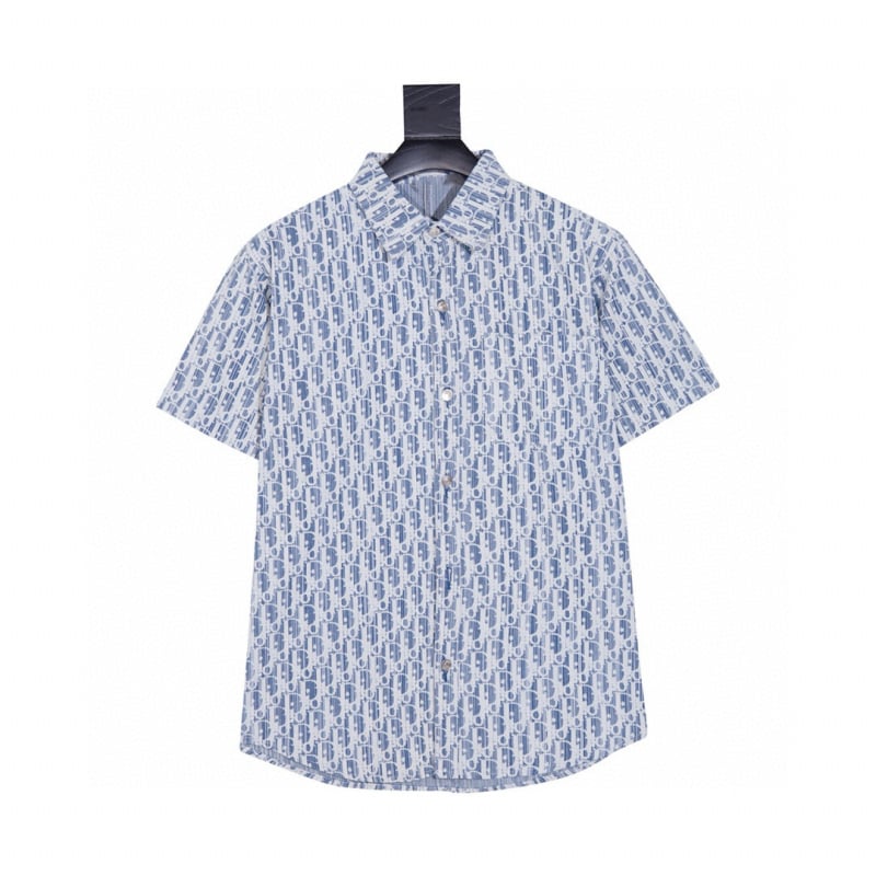 Visokokvalitetna jacquard denim košulja s kratkim rukavima, slobodan kroj, puni logo