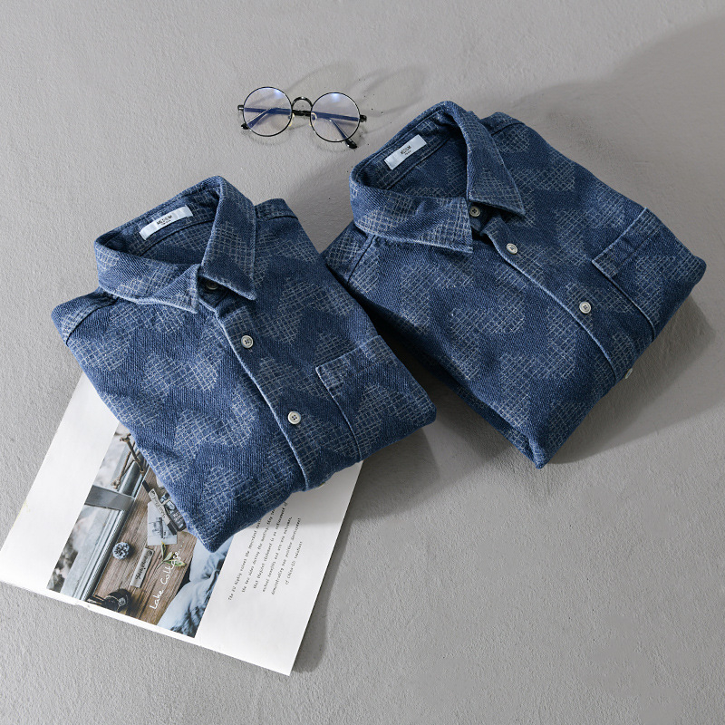 Muška denim košulja s dugim rukavima za proljeće i jesen, opuštena kroj, svakodnevni stil za mlade muškarce 9695