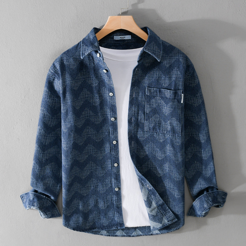 Muška denim košulja s dugim rukavima za proljeće i jesen, opuštena kroj, svakodnevni stil za mlade muškarce 9695