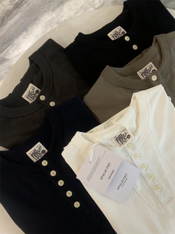 Muško dugačko majica od pamuka s dvostrukom pređom, oprana, basic T-shirt, za jesen i zimu, okrugli izrez