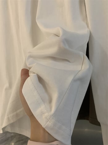 Muško dugačko majica od pamuka s dvostrukom pređom, oprana, basic T-shirt, za jesen i zimu, okrugli izrez