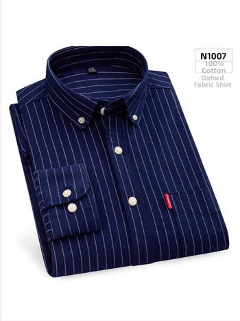 Muška košulja od 100% pamuka s dugim rukavima, karirana tamnoplava, poslovni stil, slim fit, bez glađenja