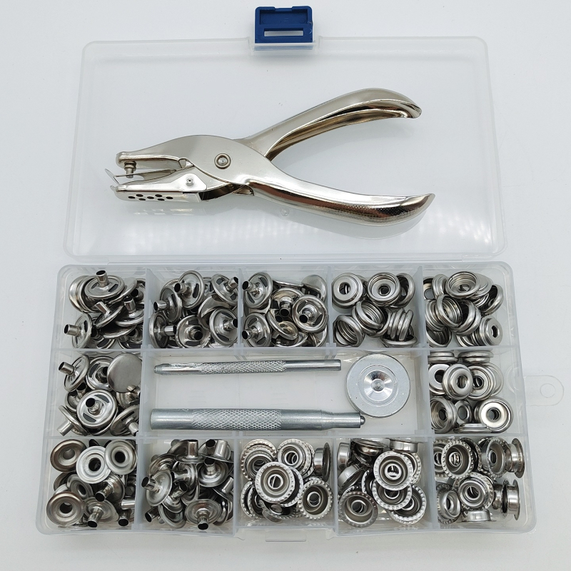 50 setova snap gumba od nehrđajućeg čelika 201, veliki bijeli gumbi s kompletnim alatom za ugradnju