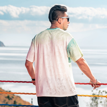 Muški T-shirt velikog broja, američki casual stil, kratki rukav, okrugli izrez, Ice Silk rashladna tkanina