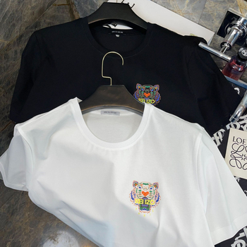 Мъжка тениска с къси ръкави, Slim Fit, от Ice Silk Cotton, кръгло деколте и принт в стил карикатура