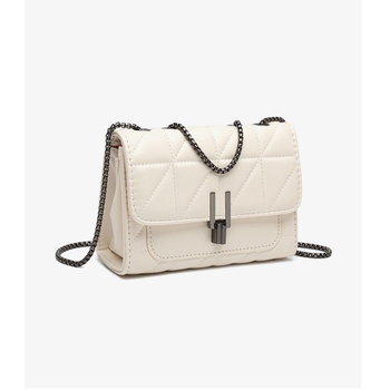 Gradska PU crossbody torbica s izšivenim lancem i zatvaračem, jednim ramennom, srednja veličina, kvadratnog oblika, unutarnja džep
