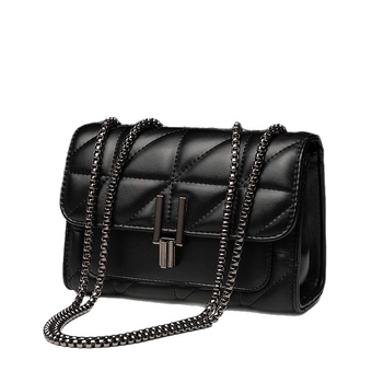 Gradska PU crossbody torbica s izšivenim lancem i zatvaračem, jednim ramennom, srednja veličina, kvadratnog oblika, unutarnja džep